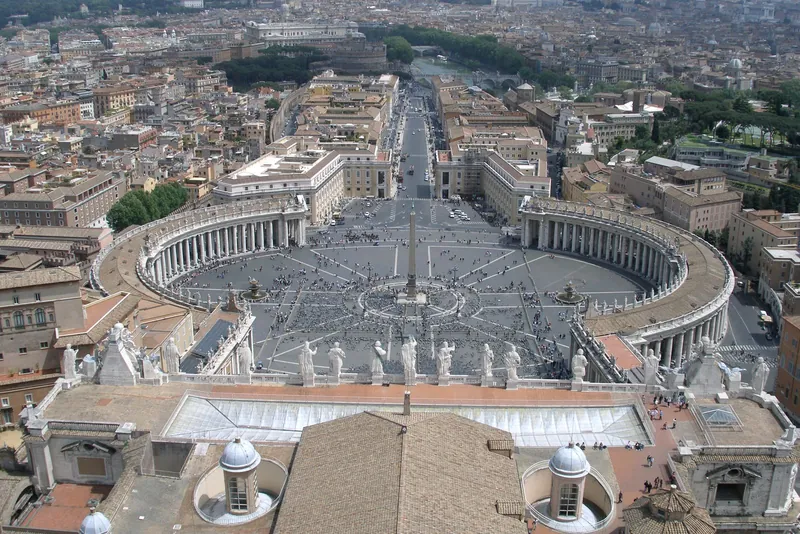 View over St Peter's Square from the dome, a highlight of Rome with kids in the Jubilee Year