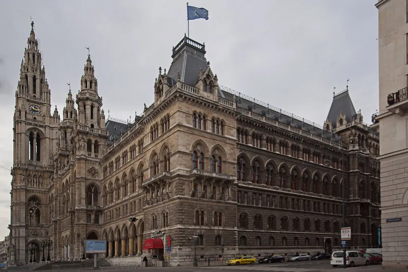 Vienna City Hall by Rathausplatz, home of the Eurovision Village and a central stop for Vienna with kids